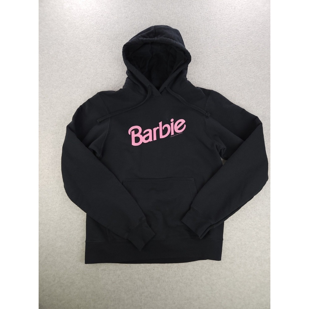 BARBIE Hoodie‎ Size Small Womens black Pink Pullover Hooded Sweatshirt 2018 Logo
